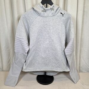 PUMA Women’s L Gray Moto Sleeve Athletic Hoodie